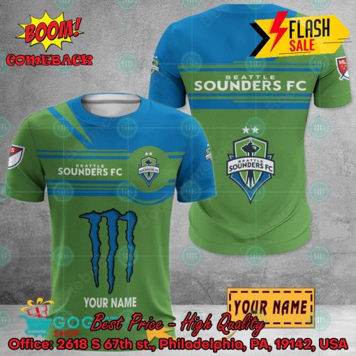 Seattle Sounders Monster Energy Personalized Name 3D Hoodie And Shirts