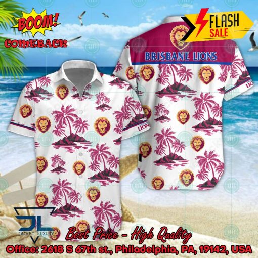 AFL Brisbane Lions Coconut Tree Island Hawaiian Shirt