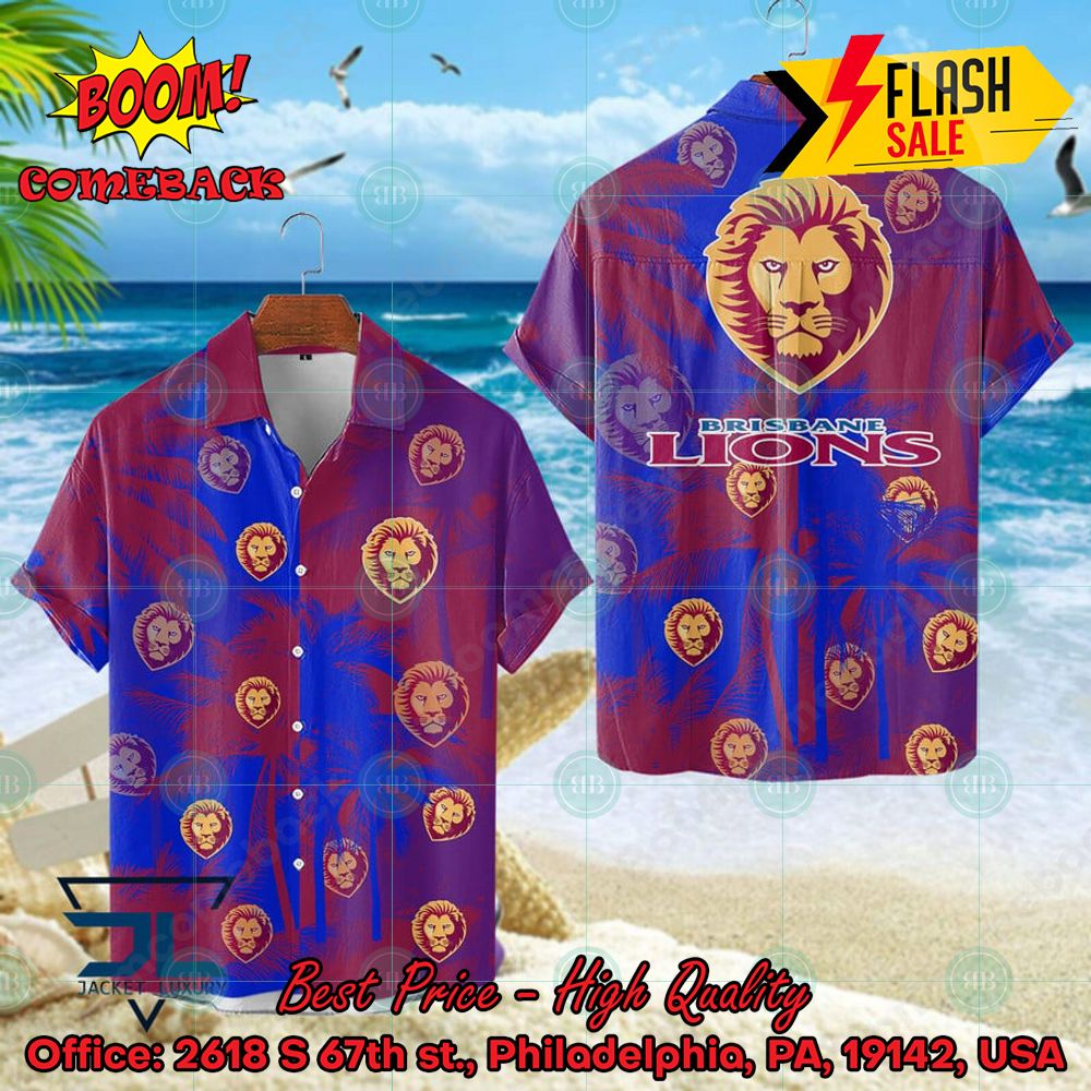 AFL Brisbane Lions Palm Tree Hawaiian Shirt