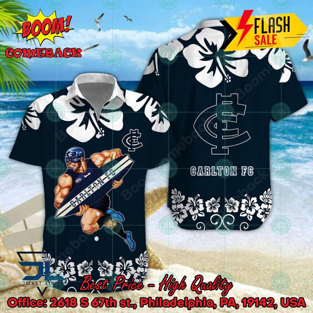 AFL Carlton Football Club Mascot Surfboard Hawaiian Shirt
