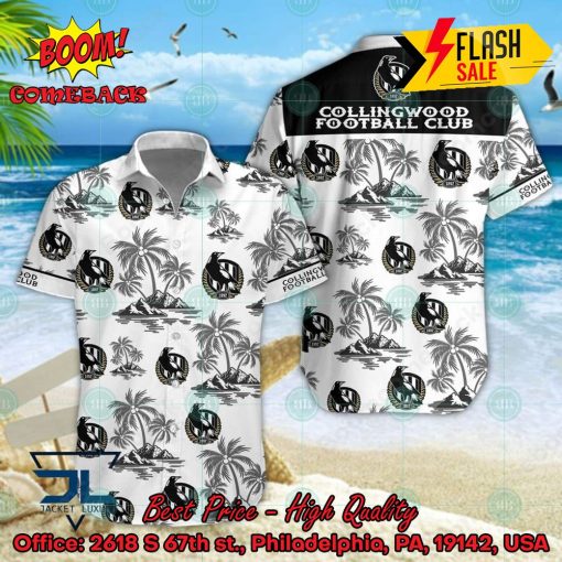 AFL Collingwood Football Club Coconut Tree Island Hawaiian Shirt