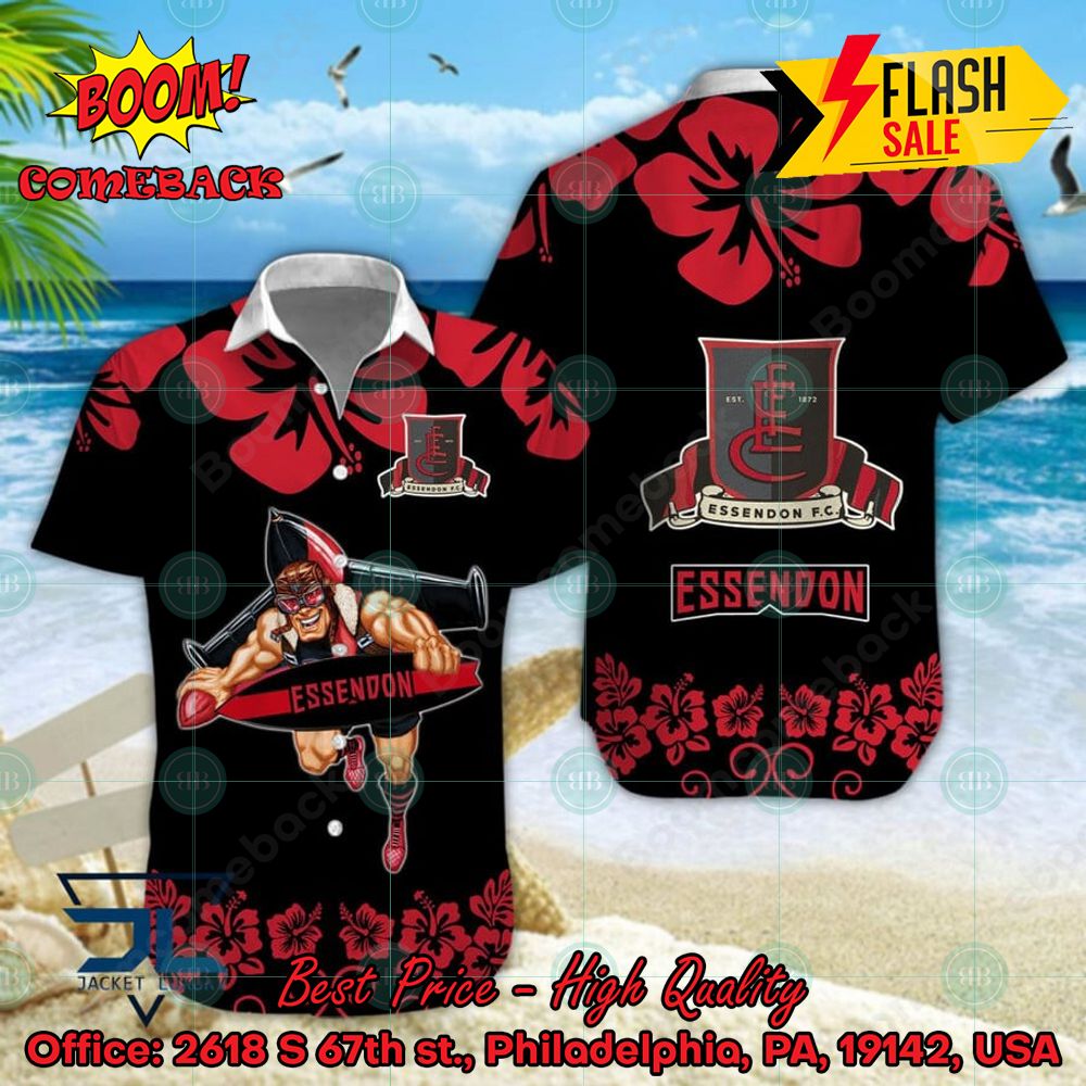AFL Essendon Football Club Mascot Surfboard Hawaiian Shirt