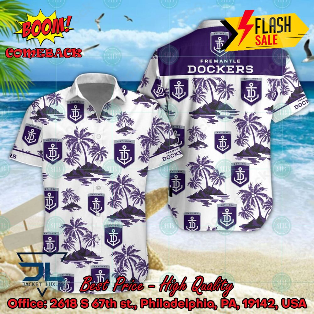 AFL Fremantle Football Club Coconut Tree Island Hawaiian Shirt