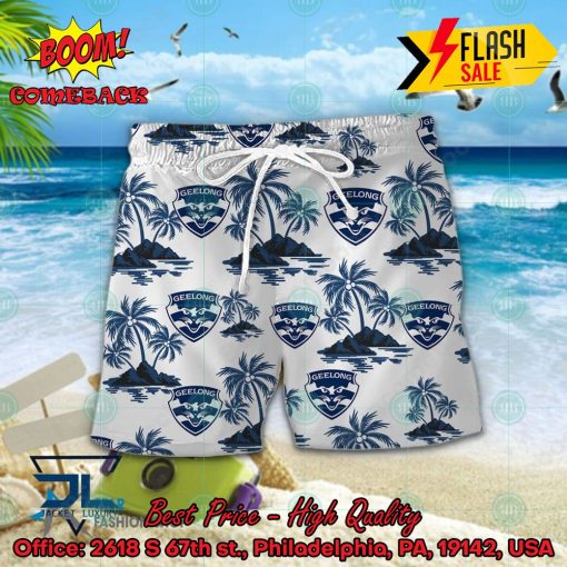 AFL Geelong Football Club Coconut Tree Island Hawaiian Shirt