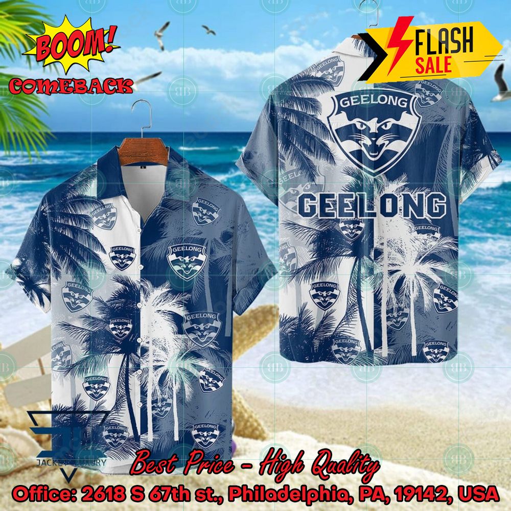 AFL Geelong Football Club Palm Tree Hawaiian Shirt