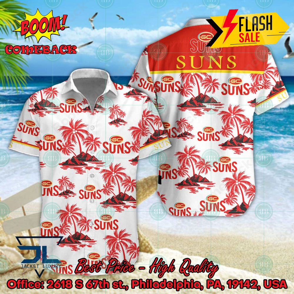 AFL Gold Coast Suns Coconut Tree Island Hawaiian Shirt