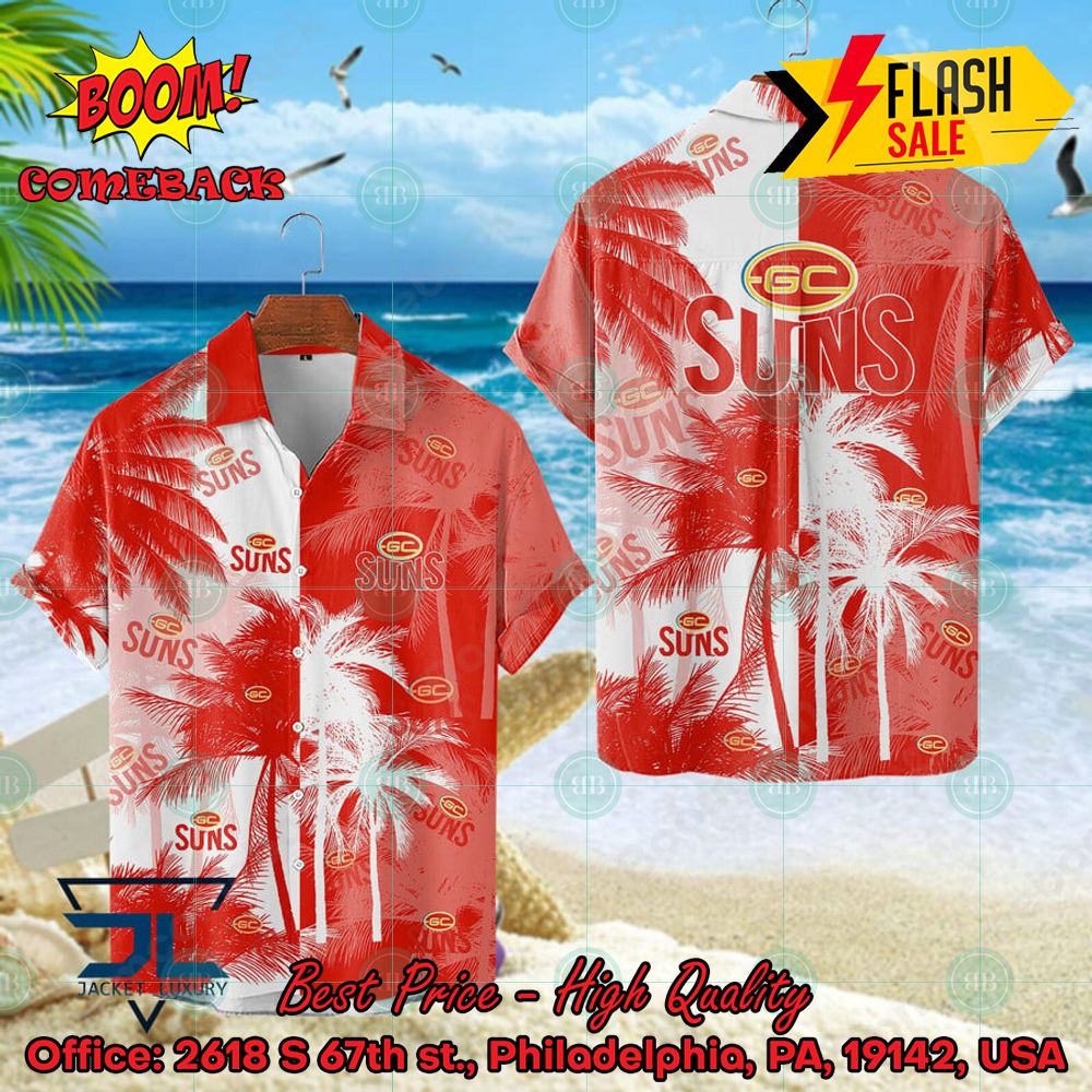 AFL Gold Coast Suns Palm Tree Hawaiian Shirt