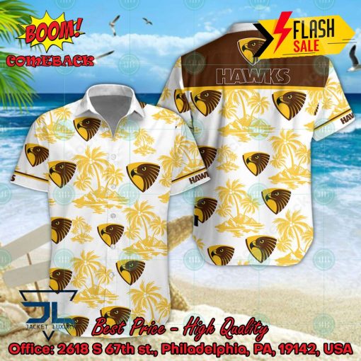 AFL Hawthorn Football Club Coconut Tree Island Hawaiian Shirt