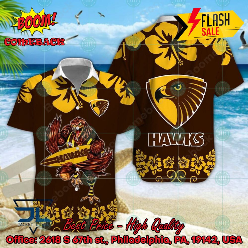 AFL Hawthorn Football Club Mascot Surfboard Hawaiian Shirt