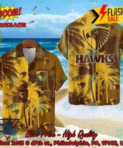 AFL Hawthorn Football Club Palm Tree Hawaiian Shirt