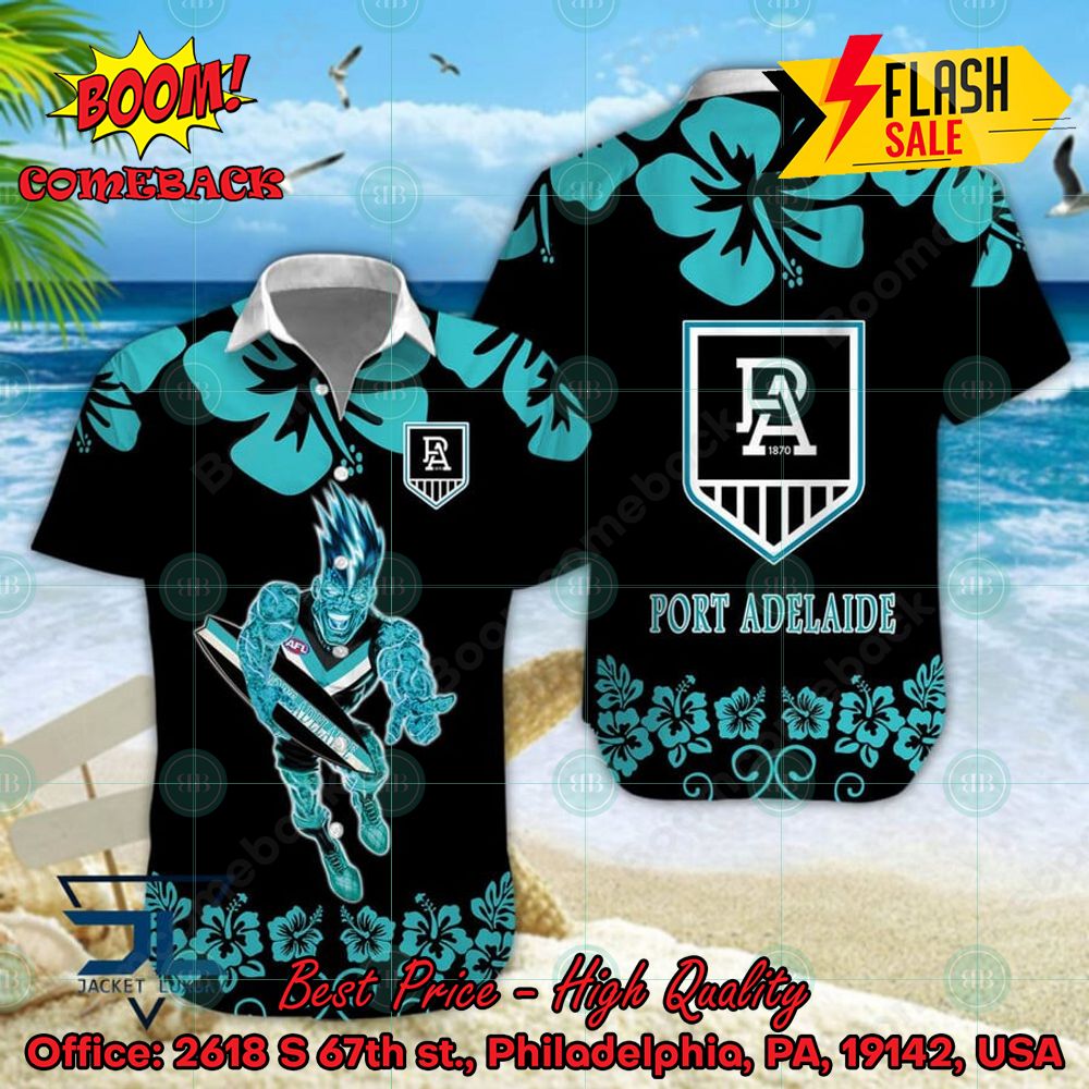 AFL Port Adelaide Football Club Mascot Surfboard Hawaiian Shirt