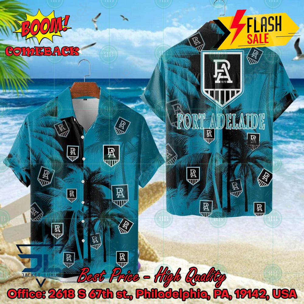 AFL Port Adelaide Football Club Palm Tree Hawaiian Shirt