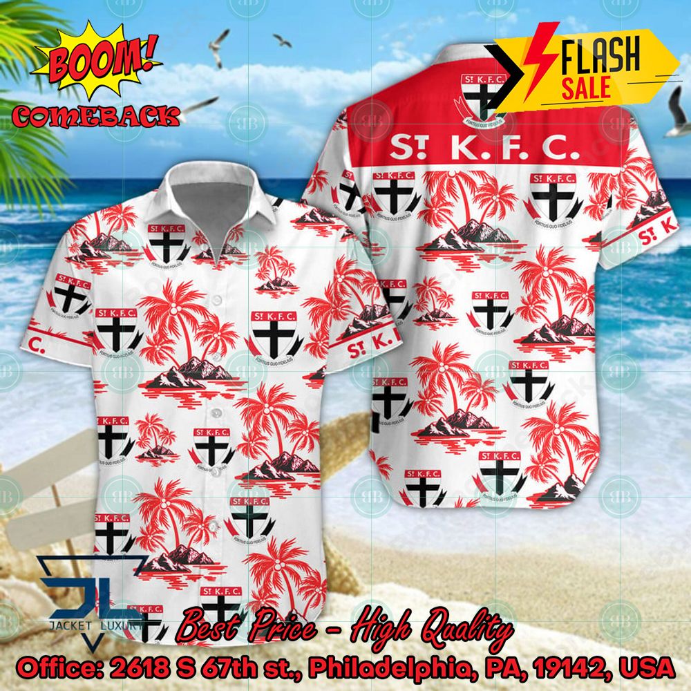 AFL St Kilda Football Club Coconut Tree Island Hawaiian Shirt