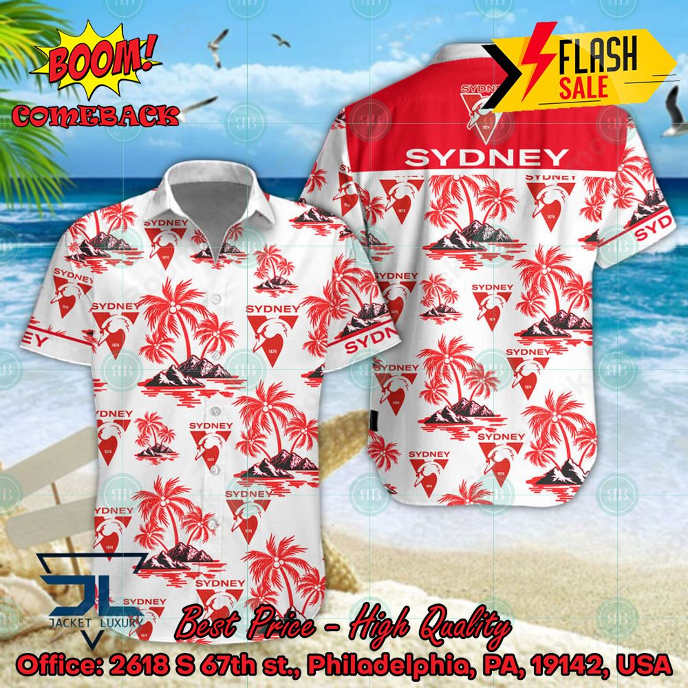 AFL Sydney Swans Coconut Tree Island Hawaiian Shirt