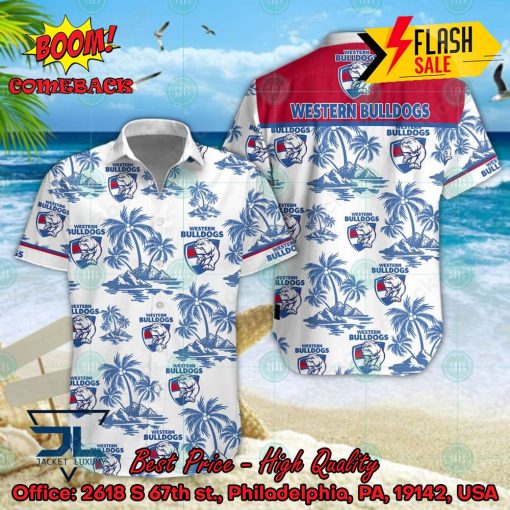 AFL Western Bulldogs Coconut Tree Island Hawaiian Shirt