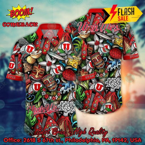 NCAA Utah Utes Flower Aloha Hawaiian Shirt