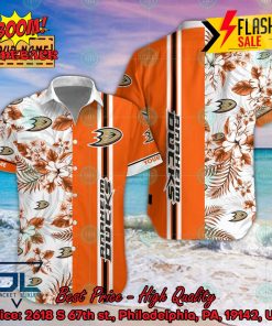 NHL Anaheim Ducks Floral Personalized Name Hawaiian Shirt