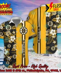 NHL Boston Bruins Floral Personalized Name Hawaiian Shirt