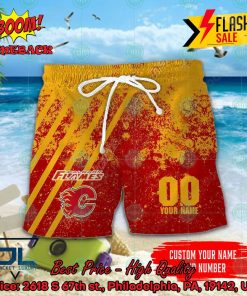 nhl calgary flames personalized name and number hawaiian shirt 2 G1k5X