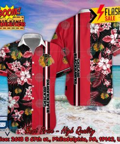 NHL Chicago Blackhawks Floral Personalized Name Hawaiian Shirt