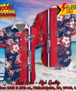 NHL Columbus Blue Jackets Floral Personalized Name Hawaiian Shirt