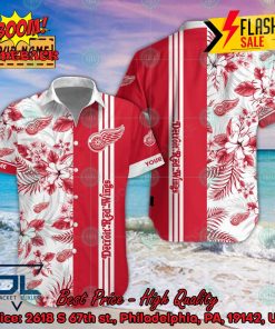 NHL Detroit Red Wings Floral Personalized Name Hawaiian Shirt