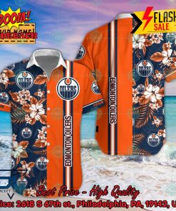 NHL Edmonton Oilers Floral Personalized Name Hawaiian Shirt