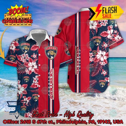 NHL Florida Panthers Floral Personalized Name Hawaiian Shirt