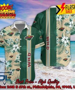 NHL Minnesota Wild Floral Personalized Name Hawaiian Shirt