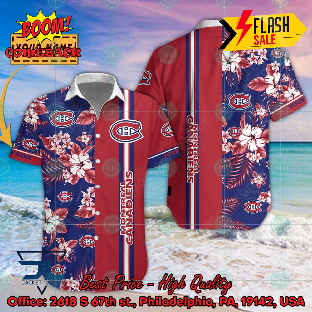 NHL Montreal Canadiens Floral Personalized Name Hawaiian Shirt