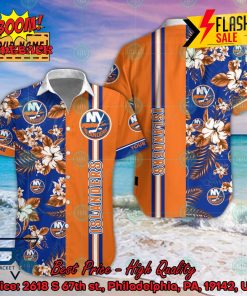 NHL New York Islanders Floral Personalized Name Hawaiian Shirt