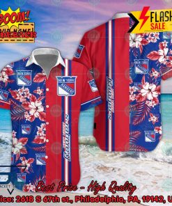 NHL New York Rangers Floral Personalized Name Hawaiian Shirt