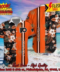 NHL Philadelphia Flyers Floral Personalized Name Hawaiian Shirt