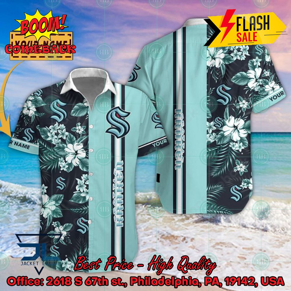 NHL San Jose Sharks Floral Personalized Name Hawaiian Shirt