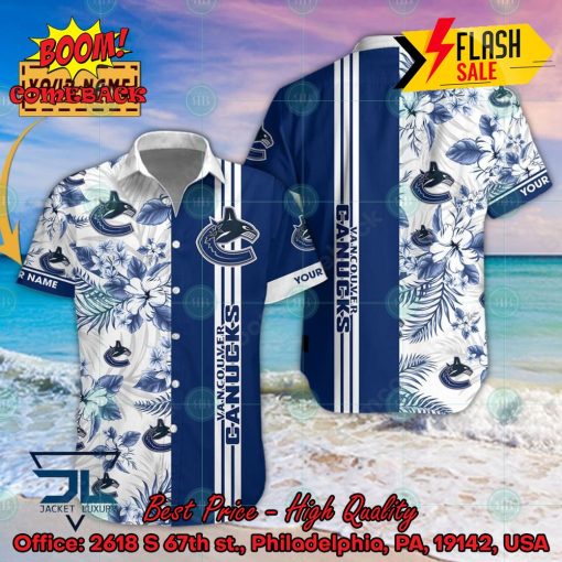 NHL Vancouver Canucks Floral Personalized Name Hawaiian Shirt