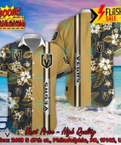 NHL Vegas Golden Knights Floral Personalized Name Hawaiian Shirt