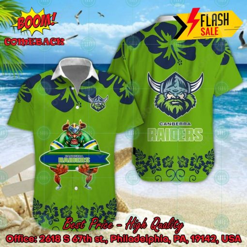 NRL Canberra Raiders Mascot Surfboard Hawaiian Shirt