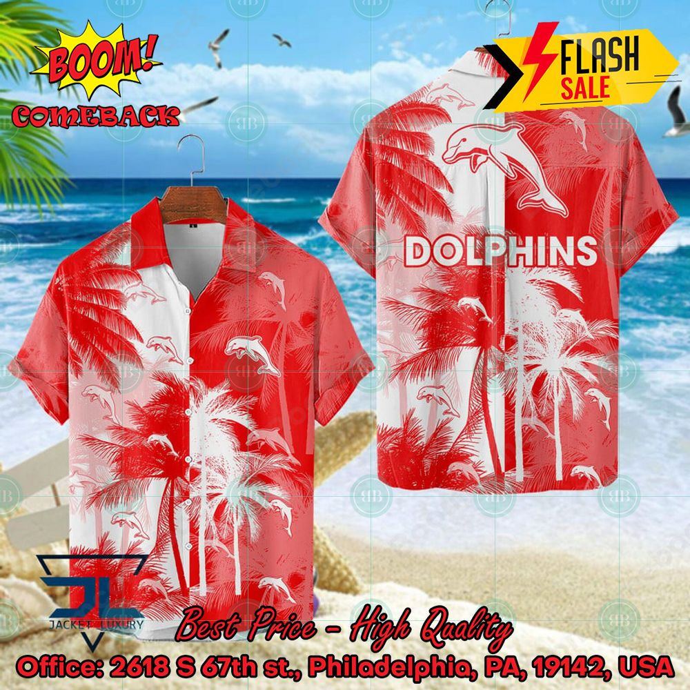 NRL Dolphins Palm Tree Hawaiian Shirt