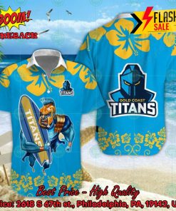 NRL Gold Coast Titans Mascot Surfboard Hawaiian Shirt