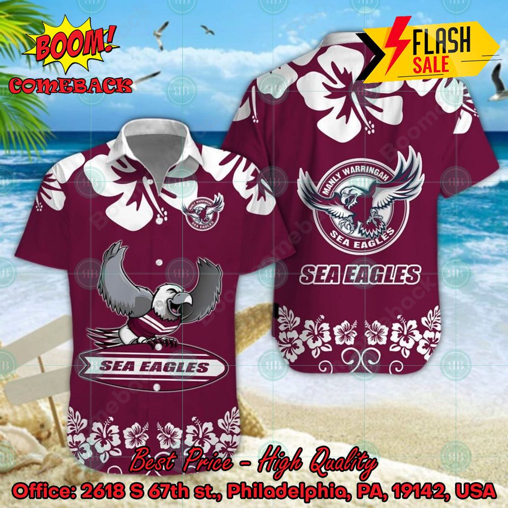NRL Manly Warringah Sea Eagles Mascot Surfboard Hawaiian Shirt