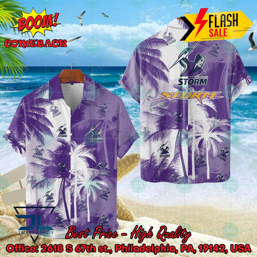 NRL Melbourne Storm Palm Tree Hawaiian Shirt