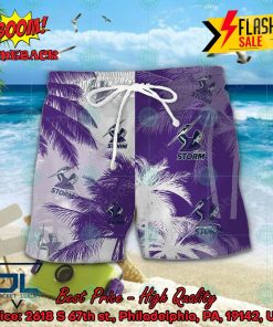 NRL Melbourne Storm Palm Tree Hawaiian Shirt