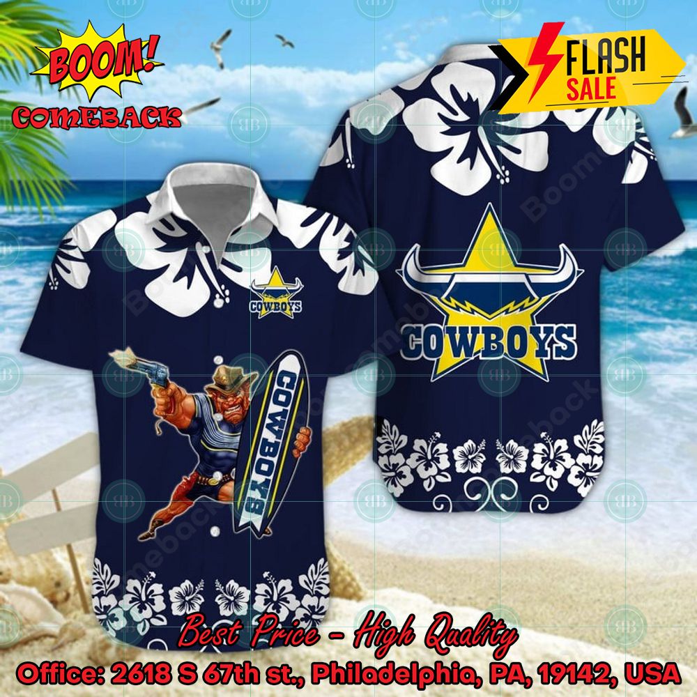 NRL North Queensland Cowboys Mascot Surfboard Hawaiian Shirt
