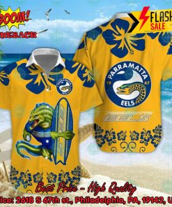 NRL Parramatta Eels Mascot Surfboard Hawaiian Shirt