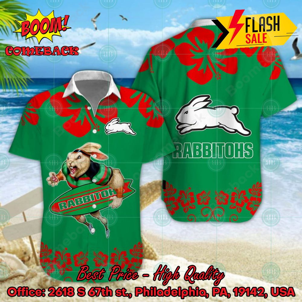 NRL South Sydney Rabbitohs Mascot Surfboard Hawaiian Shirt