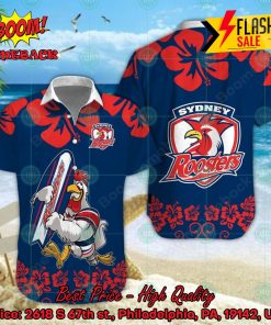 NRL Sydney Roosters Mascot Surfboard Hawaiian Shirt