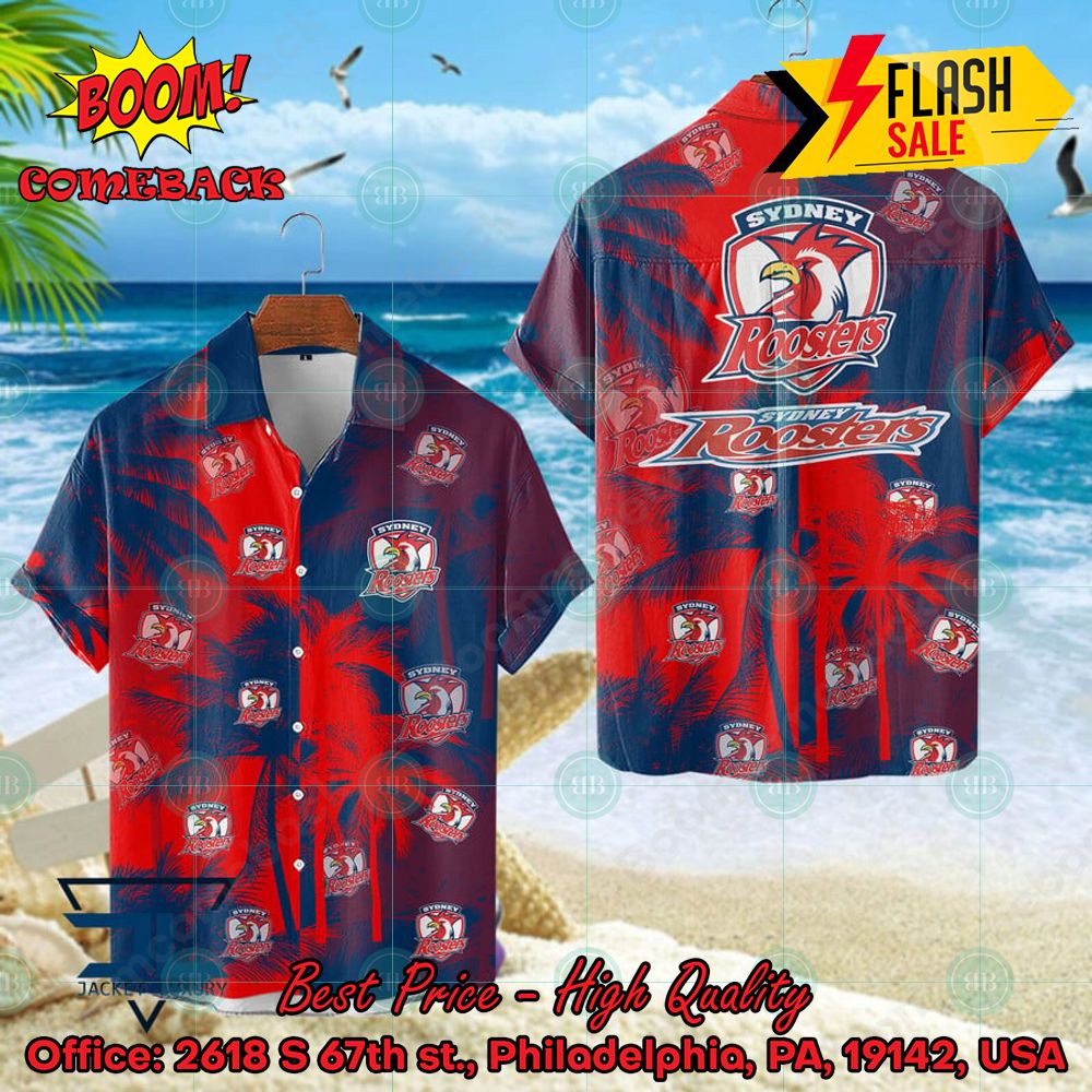 NRL Sydney Roosters Palm Tree Hawaiian Shirt