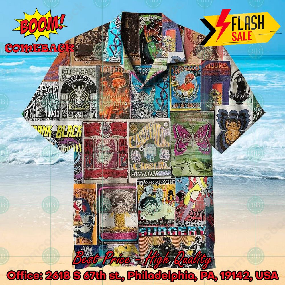 Classic Rock Poster Collage Hawaiian Shirt