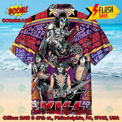 Kiss Rock Band Collage Metall Bands Hawaiian Shirt