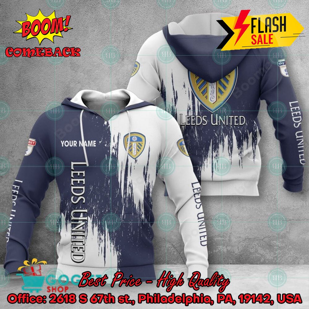 Leeds United FC Painting Personalized Name 3D Hoodie Apparel
